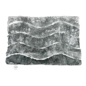 Yimobra Luxury Shaggy Wave Bath Mat Grey White 20x30 Non-Slip Plush Rug‎